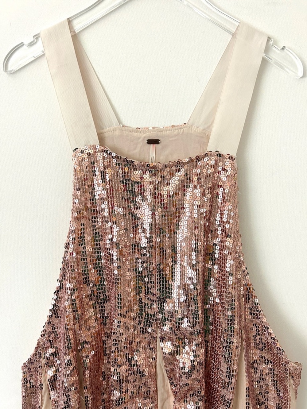 Free People Shimmering Lines Clay Punk Sequin Mini Dress Festival Size Small - Picture 3 of 15